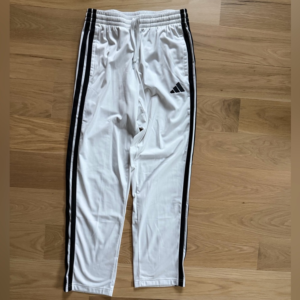 adidas White Joggers with Black Side Stripes